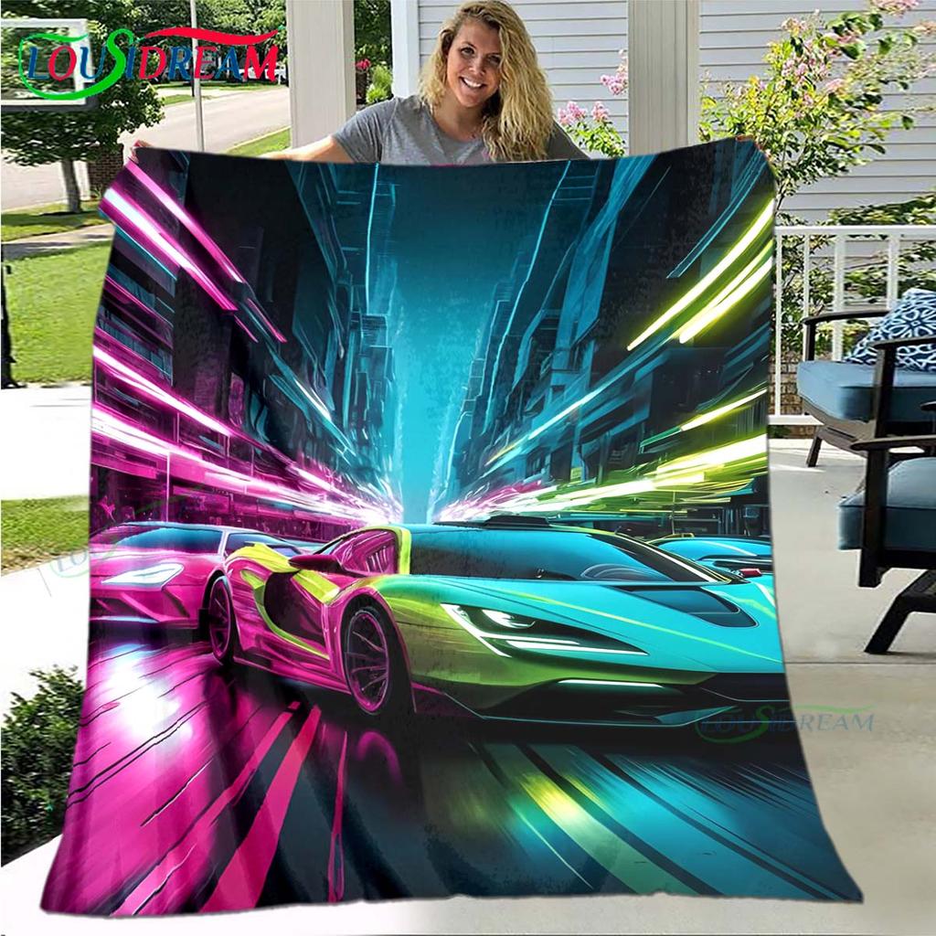 Cartoon N-Need for Speed Print Blanket,Flannel Throw Blanket for Bed Sofa Picnic Office Hiking Leisure Nap N-NFS Birthday Gift