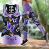 Personalized Name Butterfly 3D Printed Hollow Tank Top And Leggings Set for Women Full Length Fitness Yoga Running Pants
