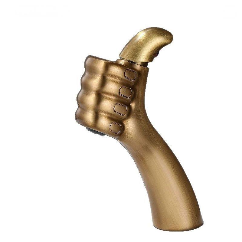 New Style Bathroom Basin Faucet Hot and Cold Water Thumb Faucet, Washbasin Mixers Taps, Universal Basin Faucet Black Chrome Gray