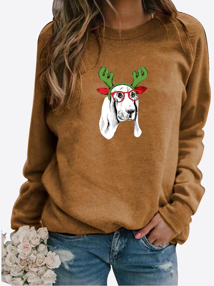 Frauen Winter Kleidung Floral Gedruckt Casual Sweatshirt Langarm Tops T-shirt Damen Rundhals Pullover Pullover