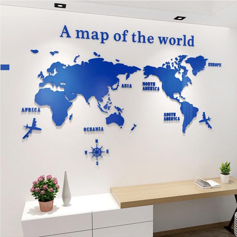 Cross Asia Edition Acrylic Map Wall Sticker for Home and Living Room Decor