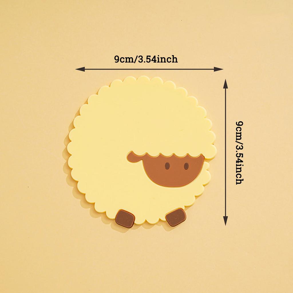 Cute Cartoon Sheep Cup Coaster Silicone Cup Mat Pad Mug Holder Mat Coffee Drinks Table Placemats Heat-resistant Cup Coasters