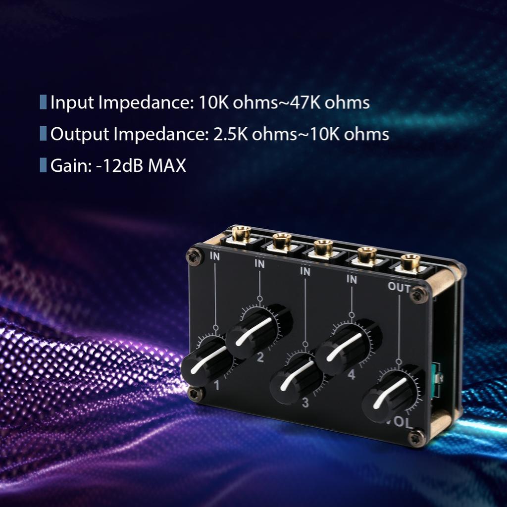 4 in 1 out Passive Mixer Module Mini Stereo 4 Channel Passive Mixer Audio Mixer 4 Audio Input to 1 Output Ultra Compact