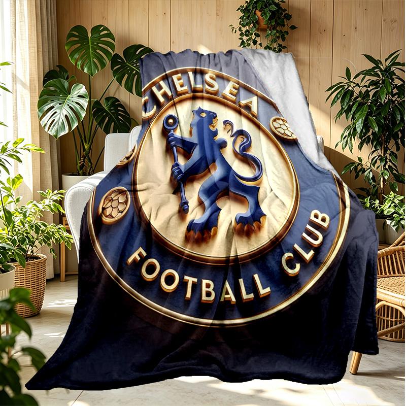 Chelsea F.C Pattern Blanket for Home Decoration, Bed, Sofa, Car Travel, Camping, Suitable for All Seasons, Birthday Christmas Gift
