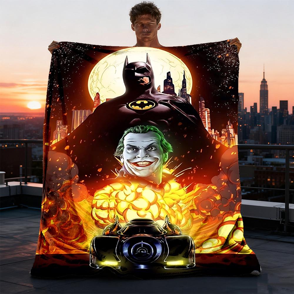 1pc Batman, Joker Outdoor Flannel Throw Blanket Soft, Lightweight & Warm for Sofa, Office