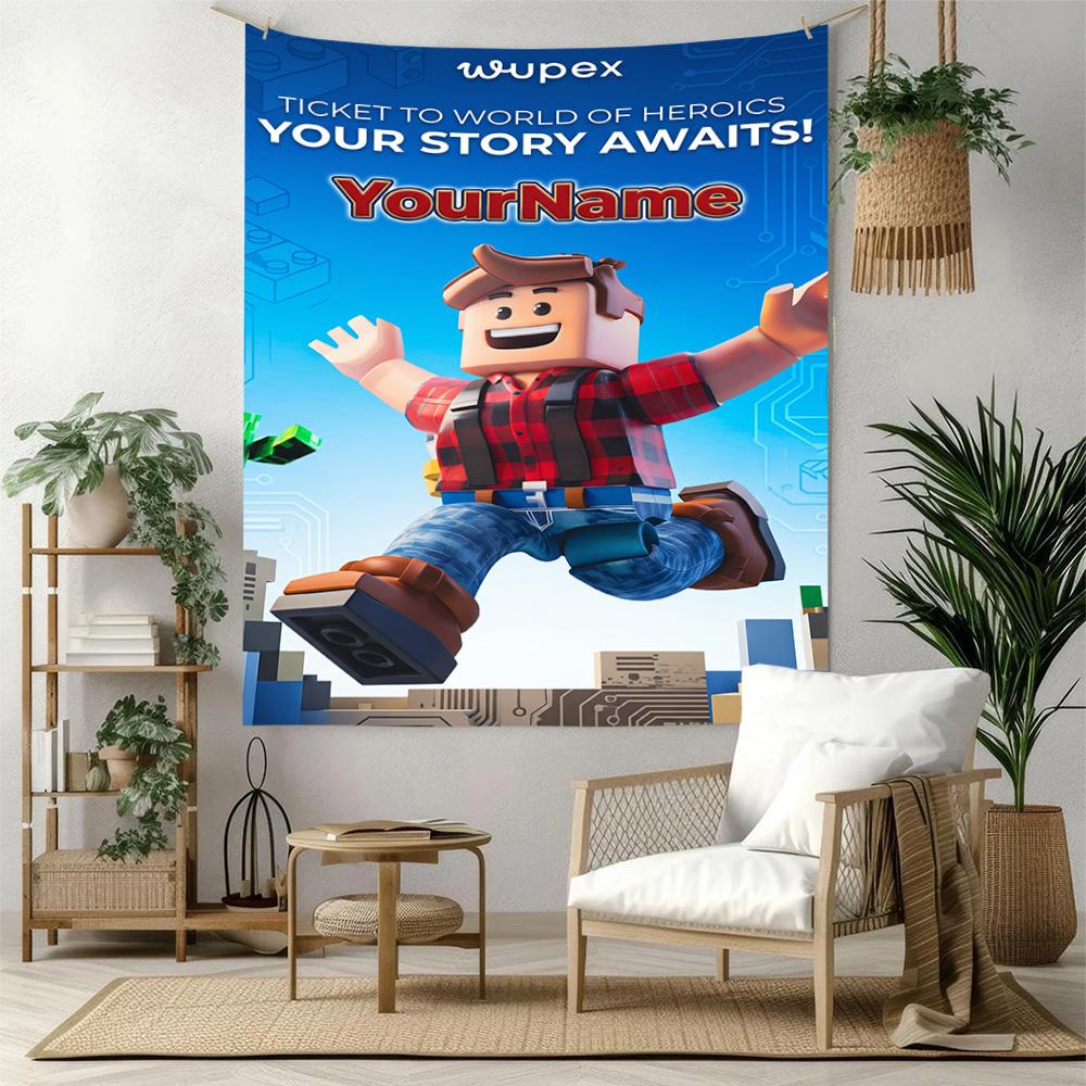 Roblox Personalizzato Il Tuo Nome Decorazione Murale Arazzo Artistico Per Memoriale di Animali Domestici Compleanno Festa Nuziale Sfondo Regalo di Famiglia