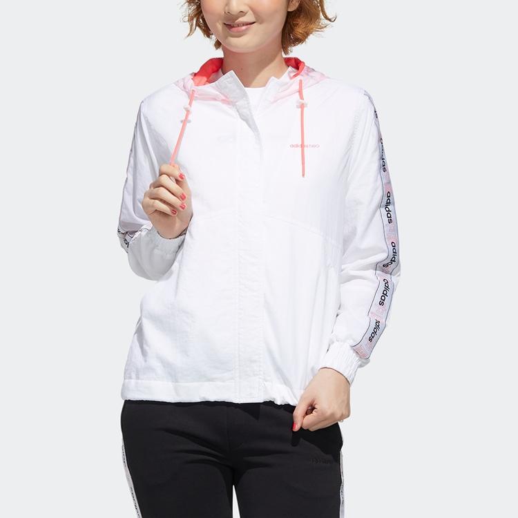 Adidas Neo Windbreaker Jacket With Hood Women Jackets White GJ5358
