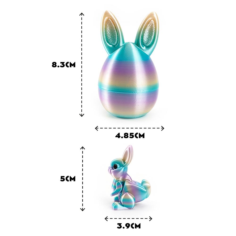 1Pc Cute 3D Printed Bunny Eggs with Mini Bunny Surprise Egg for Kids Easter Party Favors Birthdays Gifts Goodies Filler