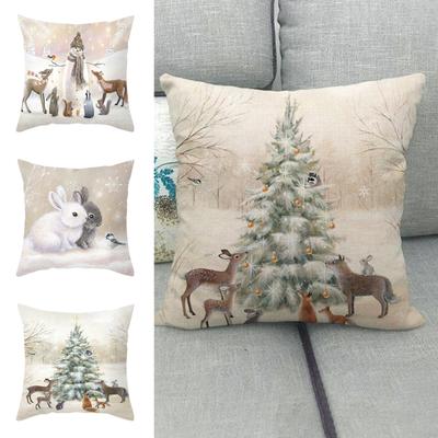 Weihnachts-Kissenbezug Leinen Handbemalt Zuhause Claus Elch Kissenbezug Sofakissenbezug