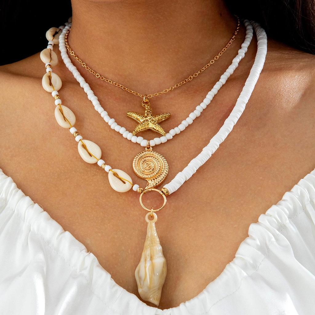 Accessories, Bohemian Beach Series Starfish Beaded Single Layer Necklace, Seaside Holiday Wind Collarbone Chain Women