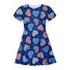 Summer Casual Loose Print Sweet Girl Short-sleeved Princess Independence Day Dress