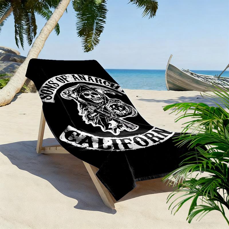 Sons Anarchy: Brotherhood Rebellion Beach Towel Soft Portable for Travel Seaside Outdoor Pool Towel Absorbent Bath Towel Fashion