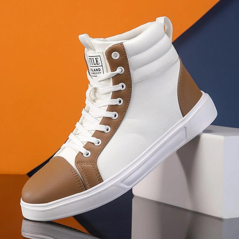 2025 Vårmote Røde Herresneakers Høy Topp Skateboardsko for Menn Kvinner Komfortable Unisex Lærsneakers Størrelse 35-46