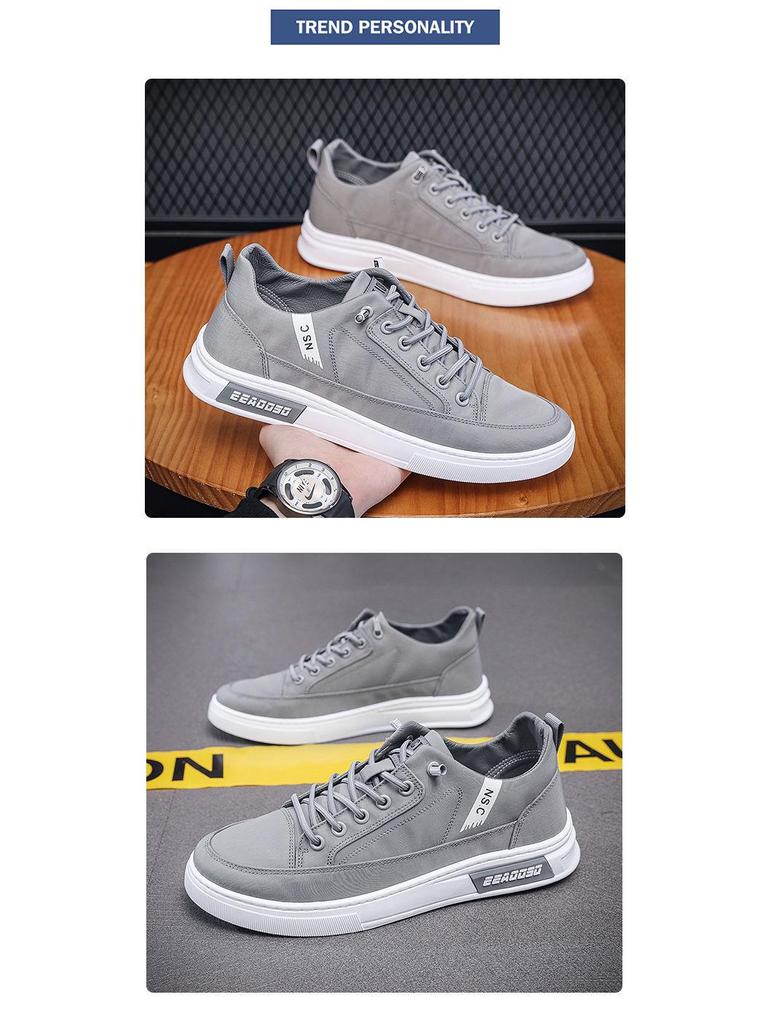 Men's Summer Breathable Canvas Sneakers, Korean Style Thick Sole Sports Shoes