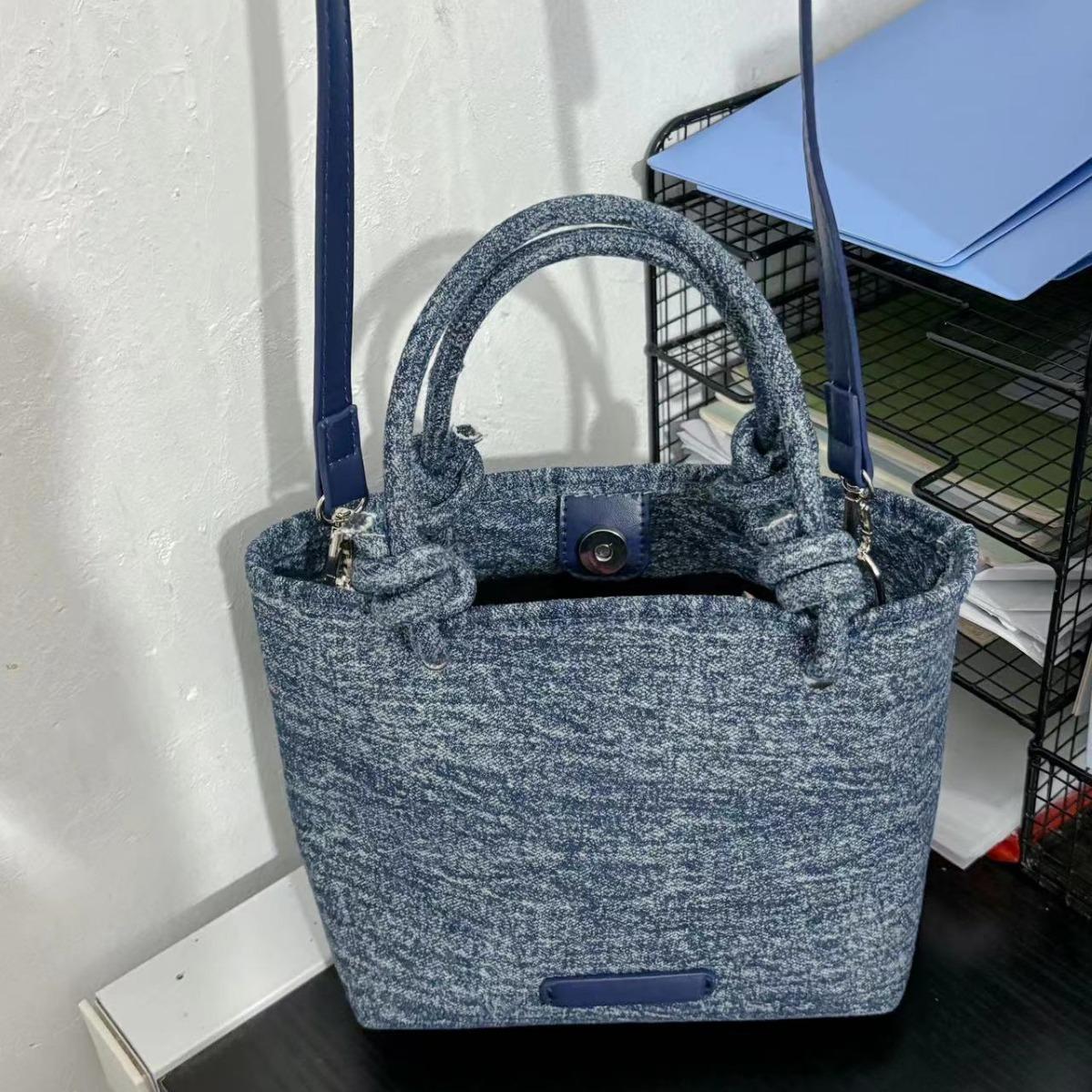 

Japanese Style Diaper Bag - Large Canvas Tote with Color Block Design, Versatile Commute Bucket Bag