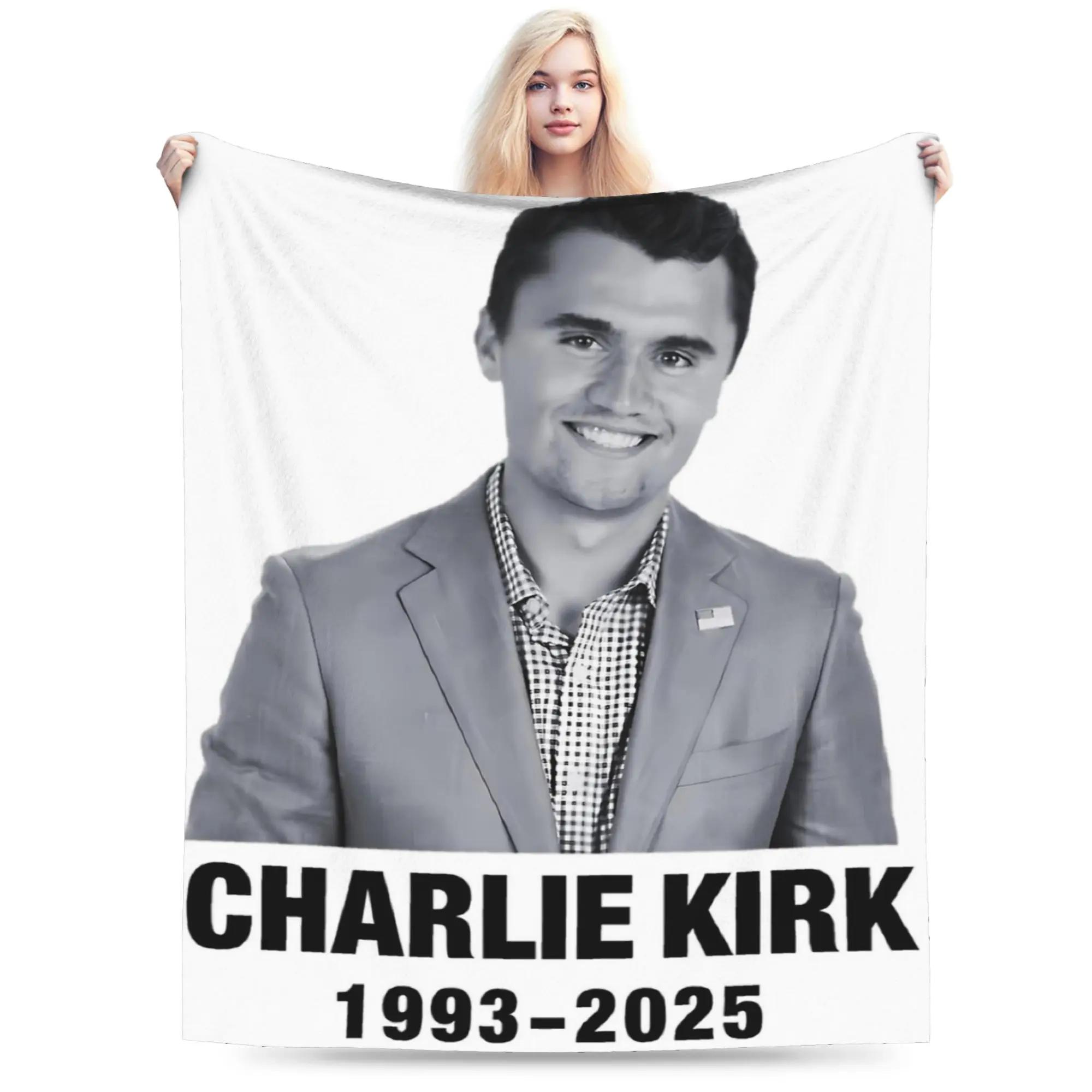 Charlie Kirk Tribute HighQuality Warm Throw Blanket for Winter Kids Bedroom Pattern Bedspread 100x150cm