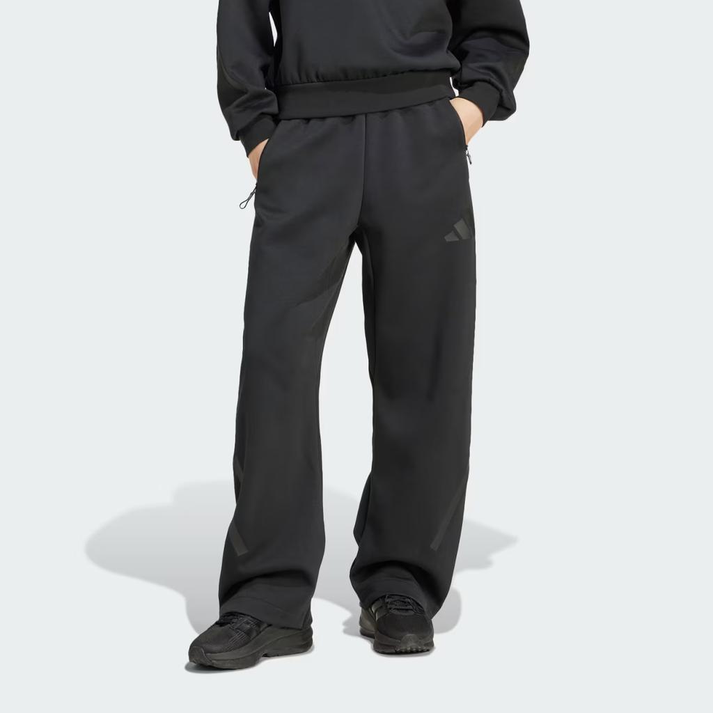 Adidas Sportswear Z.N.E Fashion Lace-Up Mid-Rise Straight-Leg Knit Joggers Women Joggers Black JE7850