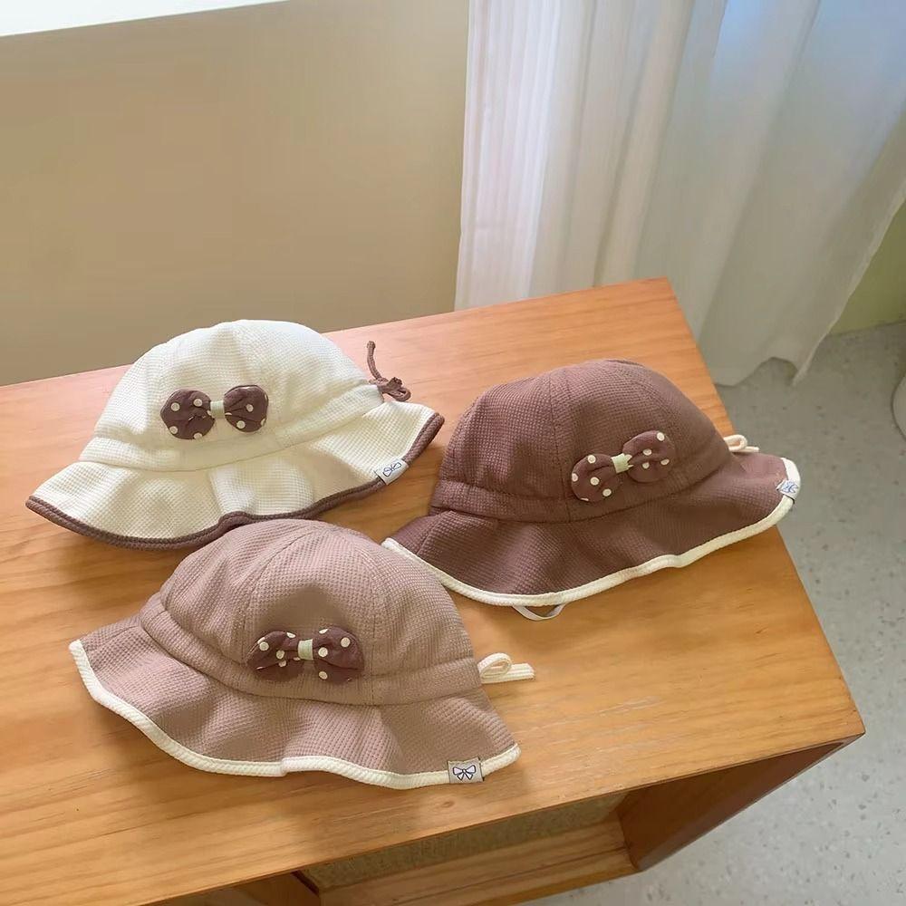Ruffle Bows Fisherman Hat Breathable Baby Sun Visor Hat Fashion Baby Bucket Hat  Outdoor