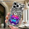 Phone Case: 2D Flat Suitable for iPhone 18 17 16 15 14 13 Pro, Transparent Four Corner Protective Case, Round Chubby Body, Christmas and Halloween Gif