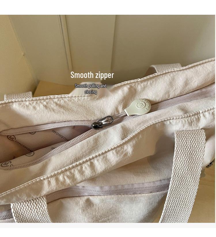 Cross-border Multi-compartment Commuter Tote - Large Capacity Solid Color Shoulder Bag for Outdoor Travel