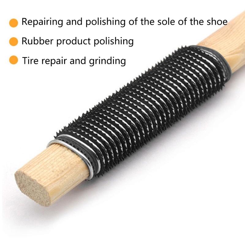 2Pcs Tire Filing Tools Professional Inner Tube Repair File Ergonomic Wooden Grip Short Round Wood File Easy to Use