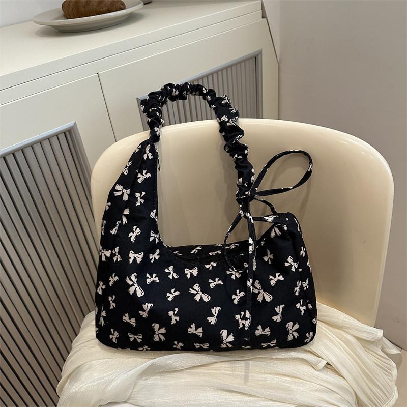 Stylish Black Canvas Floral Tote Bag With Spacious Design For Everyday Use