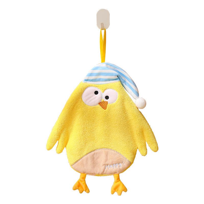 Sleeping Cap, Chick, Cute Hanging Hand Towel, Children's Coral Fleece Absorbent Towel, Bathroom Dual-purpose Handkerchief