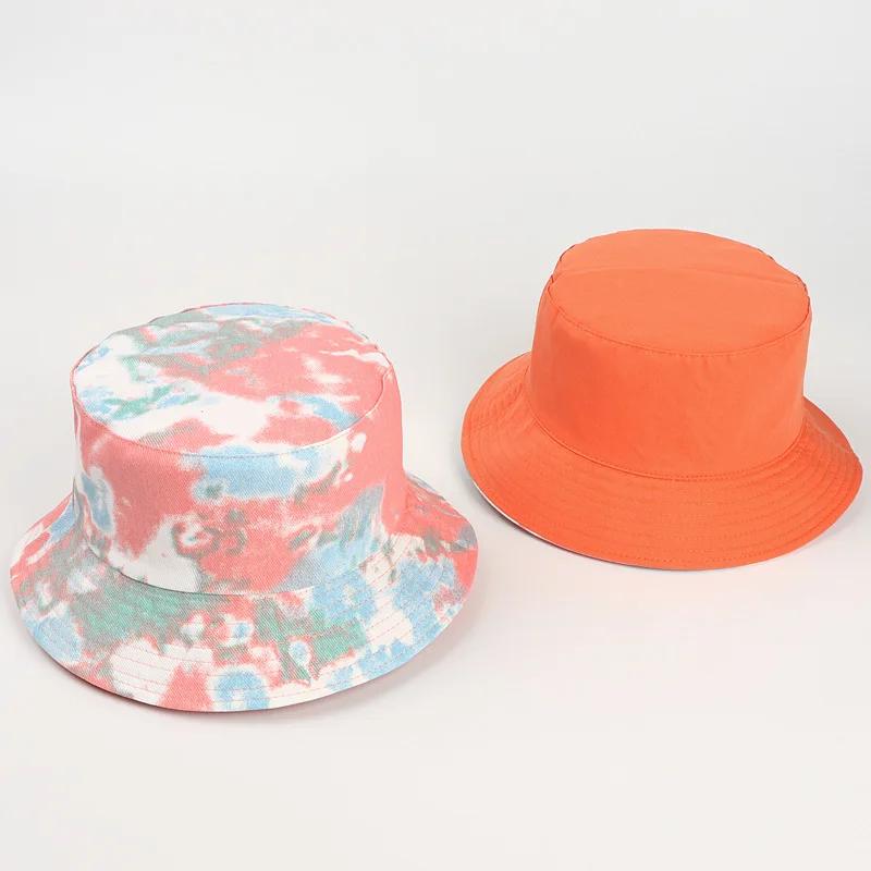 New Unisex Outdoor Tie Dye Fisherman's Hat Personality Women Double Sided Bucket Cap Europe Men Uv Protection Panama Sun Caps