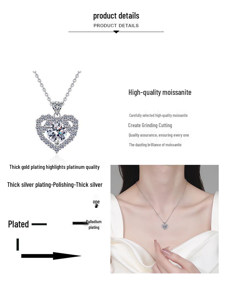 S925 Sterling Silver Moissanite Key Pendant - Classic Luxury Necklace for Women