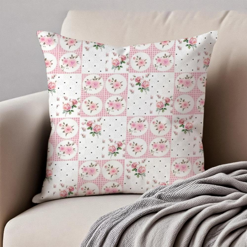 Tea Break Floral Cushion Cover Pillowcase Antidustmite Invisible Zipper Short Plush Sofa Cushion