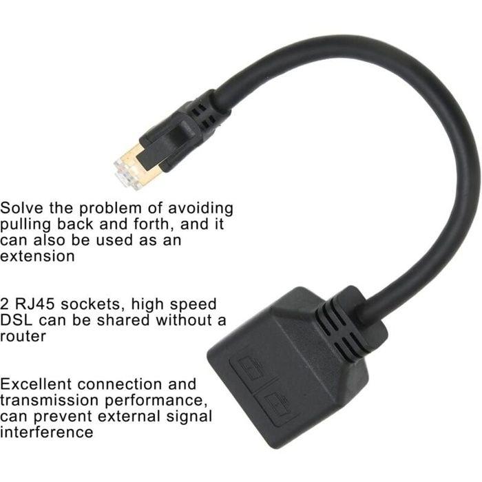 Adaptateur répartiteur RJ45 - AIMOONSA - 1 mâle vers 3 femelles - CAT8 - 24 cm - Or 8 broches