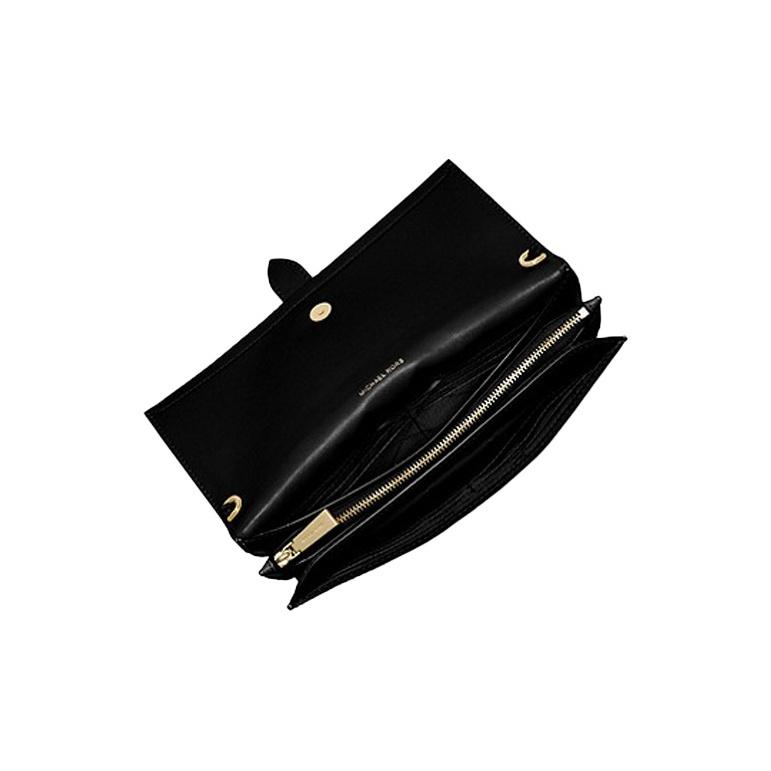 Michael Kors Mk Cece Letter Logo Flap Closure Solid Color Flower Buckle Leather Envelope Shoulder Bag Large Women bags Black 32H9G0EC7U-001