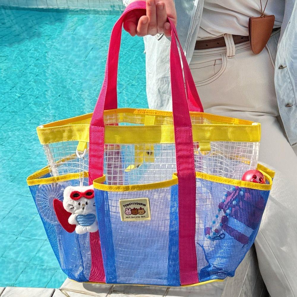 Large Capacity PVC Transparent Shoulder Bag Hollow Out Toiletry Storage Bag Jelly Bag  Cosmetic Bag