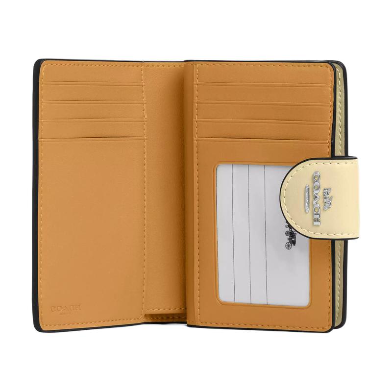 COACH 13 Metal Logo Coated Canvas Wallet Regular Women Hay Hay color