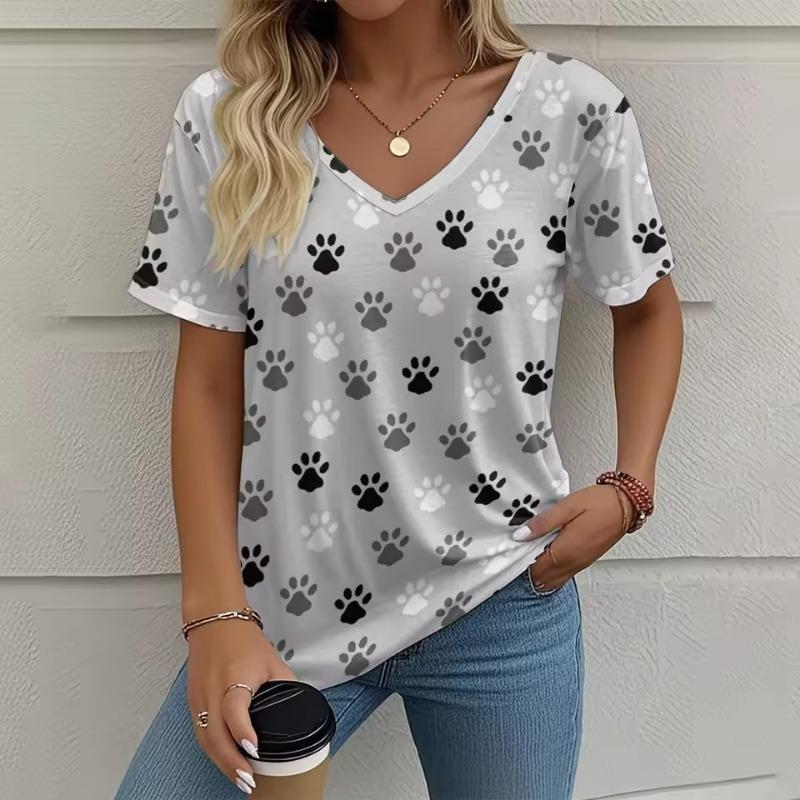 Summer Women's T-shirt Animal Claw Marks Graphic 3d Print Oversize Clothing Outdoor V-neck Short Sleeve Top Street Fashion T-Shirts