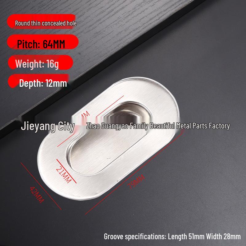 Stainless Steel Concealed Recessed Pull Handle for Drawers and Sliding Doors