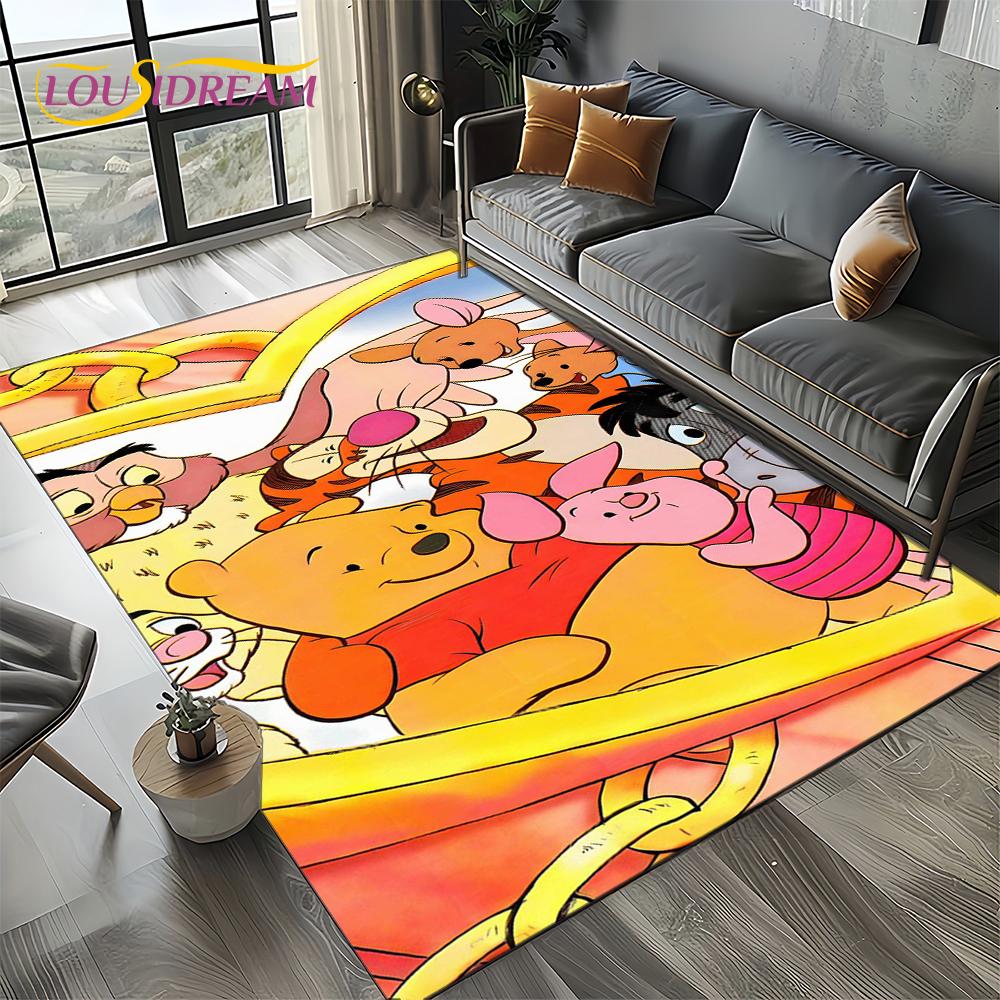 Tappeto Tappetino Decorativo Tappeto Cartoon Orso Winnie Pooh Carino 3D per Camera da Letto Soggiorno Casa Divano, Gioco Bambino Decorazione Grande Tappetino Pavimento Regalo
