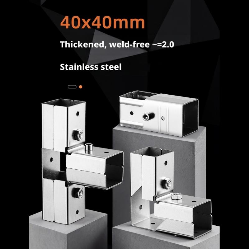 40 X 40 Mm Square Tube Fitting Stainless Steel Bolt Lock Joint for No Weld Frame Assembly, Shelving and Tables