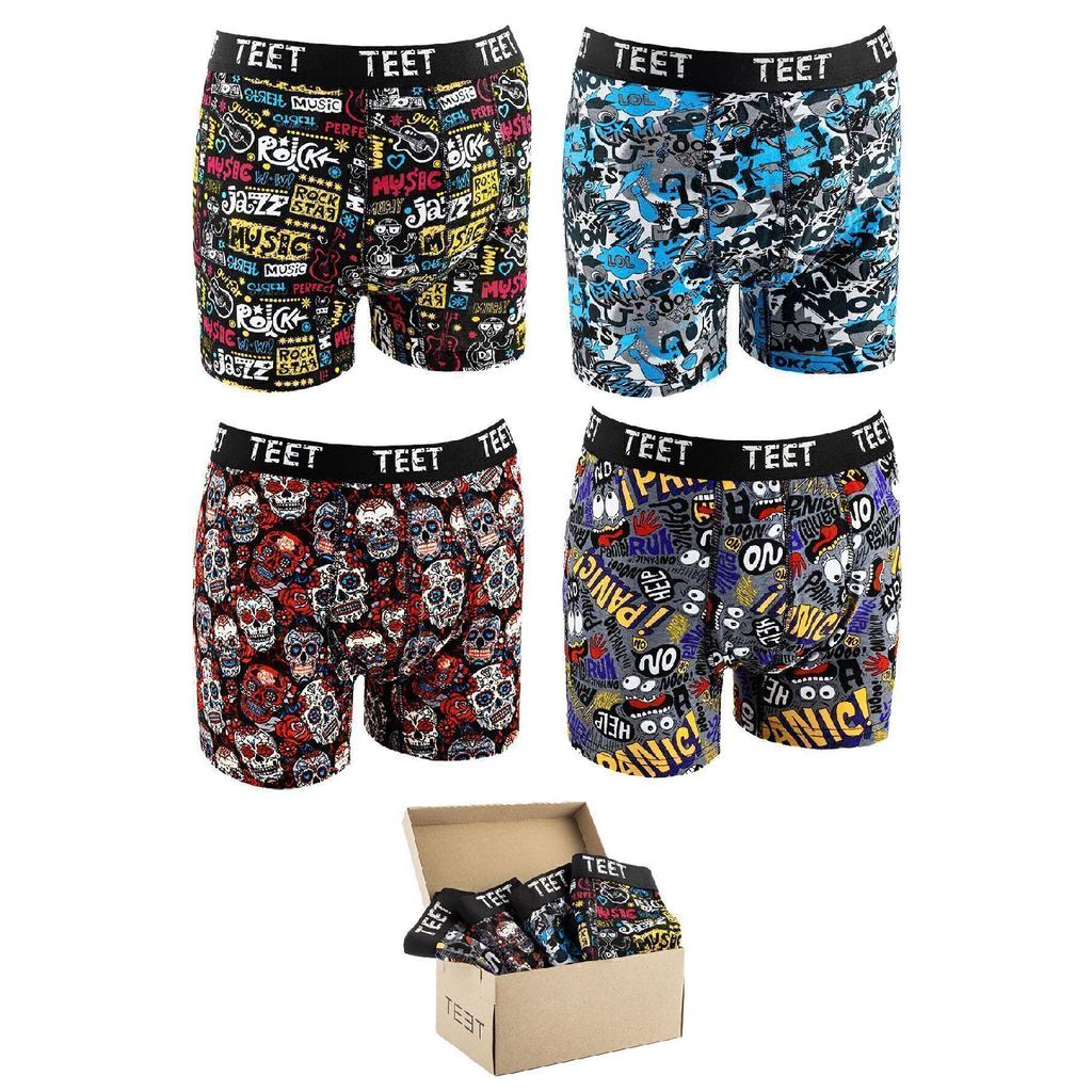 Herren Boxershorts Premium 4er Set Baumwolle Lycra Gemustert Full Fit Neujahrsgeschenk