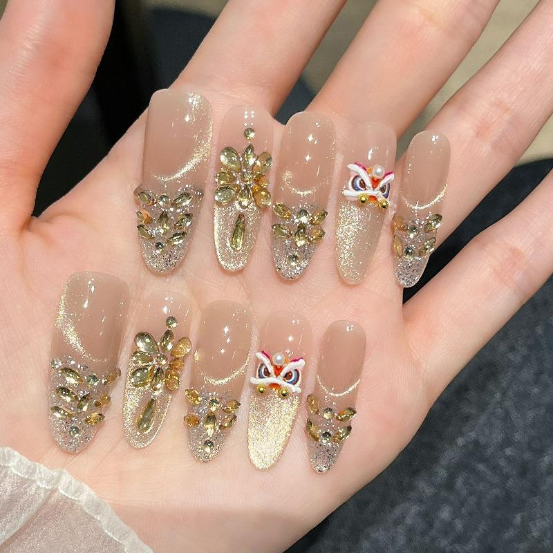 Cat's Eye Wearing Nail Pure Hand-made Nail Piece Fake Nail Wearing Nail Piece Advanced Sense Thin Dog Long