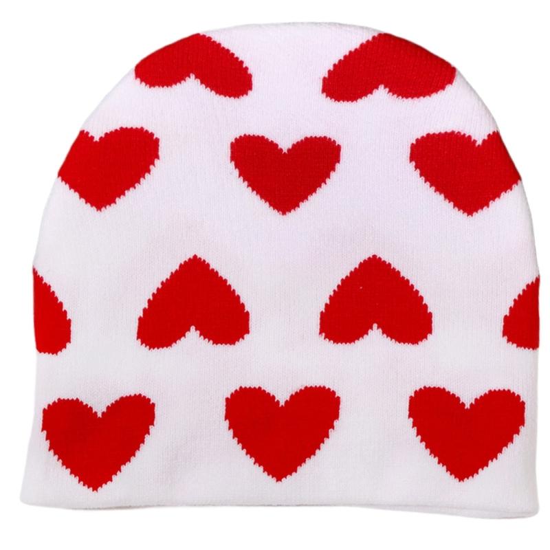 Creative Heart Pattern Beanies Hat Adult Elastic Hat Winter Warmer Knitted Hat Cold Winter Present for Student Teen