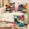 Federa Cuscino con Fantasie Puzzle Morbida in Peluche Corto Copricuscino Liscio Accogliente Estetica Custodia Cuscino Arredo Casa