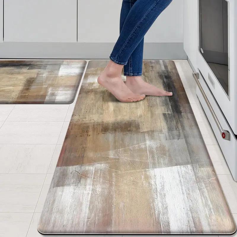 Abstract Farmhouse Kitchen Rugs Striped Wavy Non-Slip Rug Hallway Stairs Decorative Stain Resistant Carpet Mat Home Decor