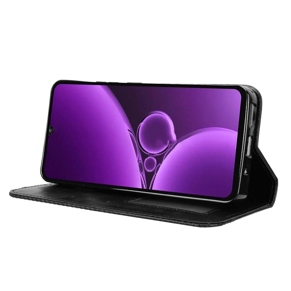 Für Oukitel C59 Pro Lederhülle Brieftasche Ständer Retro Textur Handyhülle