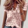 Blouses & Shirts - Summer Flower Print Casual Short Sleeve Blouse Women Fashion Shirt