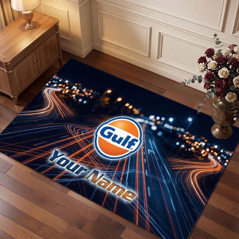 Gulf Personalized Crystal Velvet Carpet, Customized Name Text Soft Anti‑Slip Rug for Living Room Bedroom