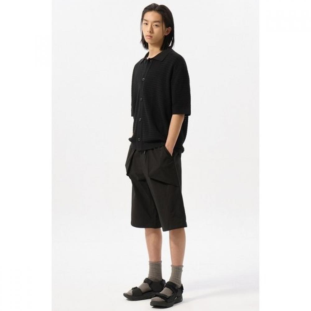 Customellow Black Mesh Half Sleeve Cardigan Black Cwwam25312bkx