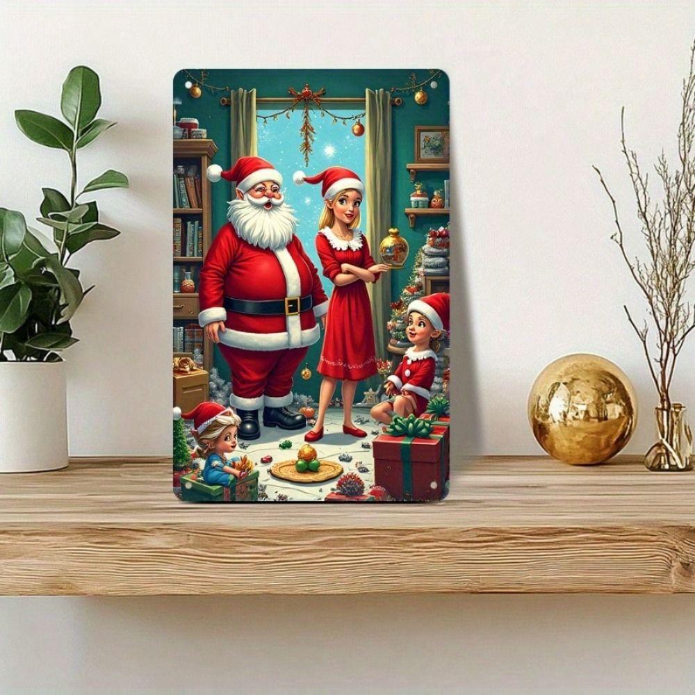 Metal Tin Sign Watercolor Christmas Tree Retro Wall Decor 20x30cm