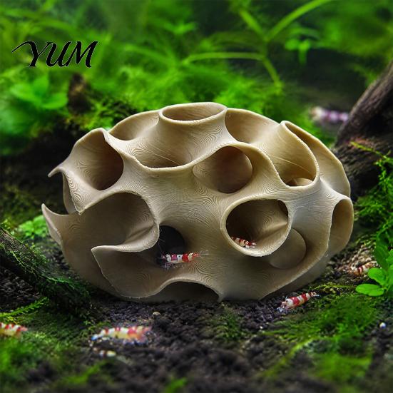 Breeding Cave for Shrimp 3D Print Aquarium Hideout, Sphere Hollow Fish Cave, Miniature Landscape Ornament Tank Shelter Shrimp, Small Fish, Aquascaping