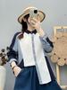 2026 Spring Women's Loose Casual Korean Patchwork Double Layer Cotton Yarn Shirt